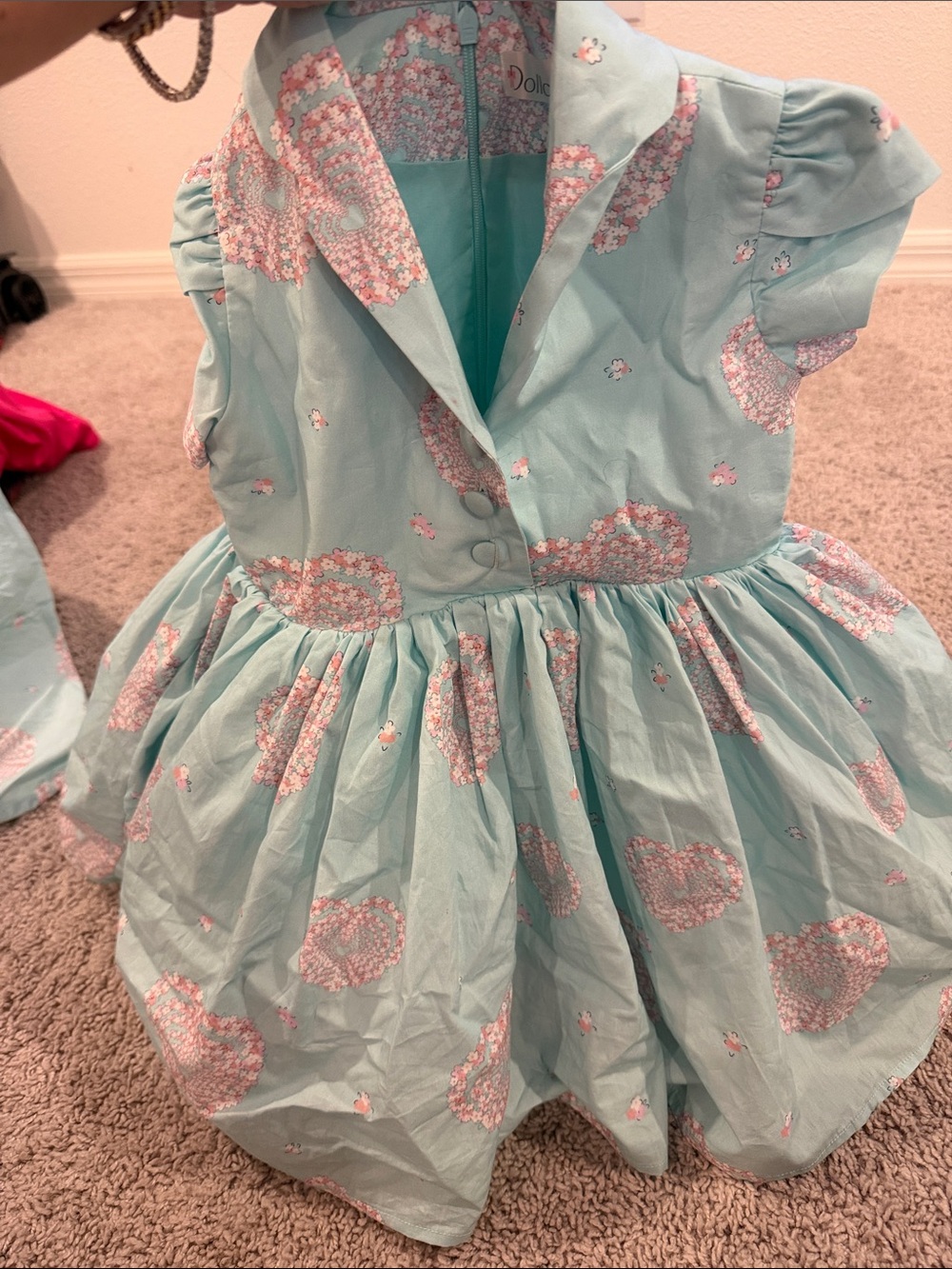 Dollcake Girls Light Blue Heart Print Party Dress